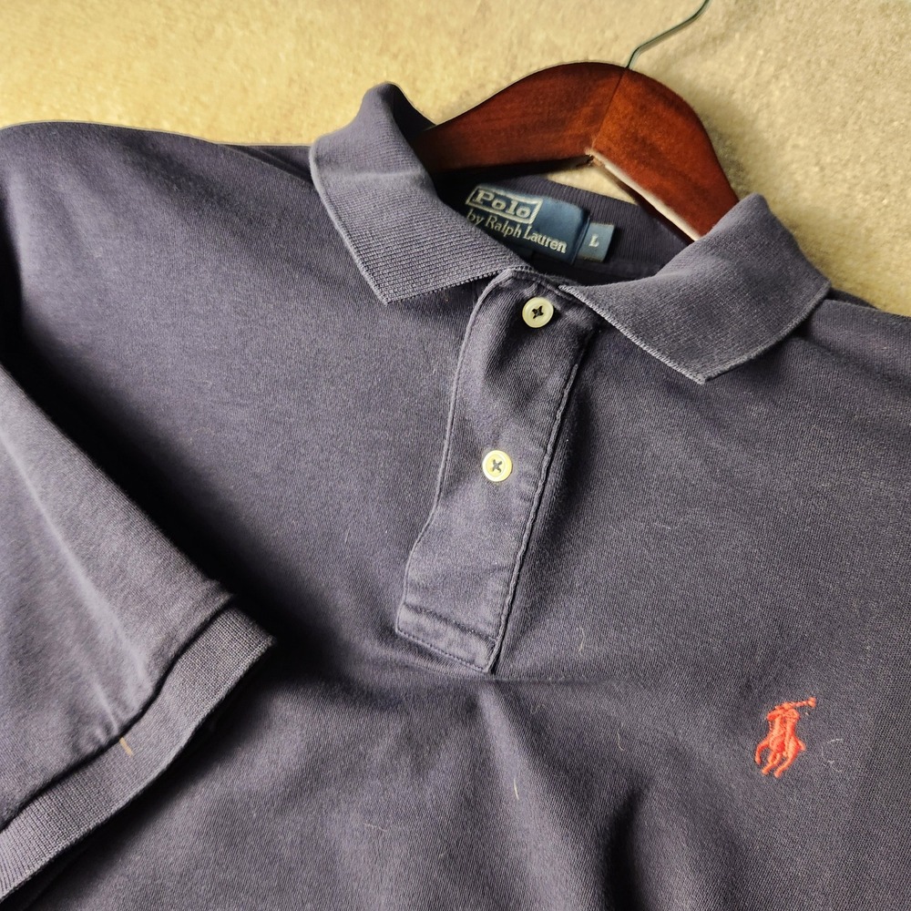 Polo Ralph Lauren Navy Blue‎ Short Sleeve Polo Shirt Men's Size L